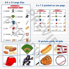 a baseball game is shown with pictures and instructions for each player's name on the card