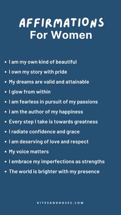 affirmations for women poster with the words affirmitions for women