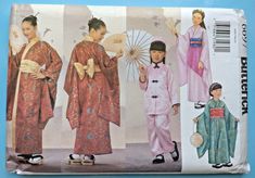 Check out Butterick 6697 Costumes Children Girls Asian Japan China Kimono Pattern Sz 4-14, the latest item I added on eBay! #eBay #eBaySeller Geisha Cosplay, Kimono Sewing Pattern, Cosplay Patterns, Obi Sash, Costume Sewing, Fabric Crochet, Loose Fitting Pants, Sewing Patterns Vintage, Costume Sewing Patterns