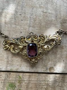 ANTIQUE VICTORIAN CHATELAINE SNIFFER NECKLACE AMETHYST JEWELRY LOT FREE SHIPPING | eBay Ornate Jeweled Necklaces, Ornate Jewel Pendant Necklace, Ornate Pendant Necklace With Jewels, Elegant Purple Locket Jewelry, Victorian Pendant Necklace With Antique Finish, Victorian Pendant With Intricate Design, Handmade Vintage Amethyst Jewelry, Ornate Antique Finish Pendant Necklace, Ornate Amethyst Necklaces For Formal Occasions