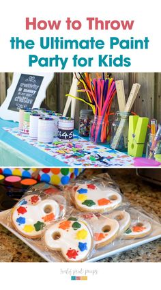 Paint Birthday Cake Ideas, Art Themed 3rd Birthday Party, Paint Party Snacks, Kids Art Birthday Party Ideas, Painting Party Ideas For Kids, Girl 5th Birthday Party Themes, Kids Art Birthday Party, Paint Birthday Party Ideas, Paint Party Ideas For Kids