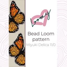 the bead loom pattern depicts three butterflies