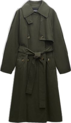 Spring Military Double-breasted Outerwear, Oversized Military Outerwear For Spring, Oversized Military Spring Outerwear, Classic Olive Outerwear For Spring, Green Plaid Coat, Zara Trench Coat, Cropped Trench Coat, Green Trench Coat, Trendy Coat