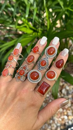 You will receive one carnelian .925 silver ring Choose your ring and size checkout Photos are numbered with size Metal Jewelry Handmade, Afro Jewelry, Crystal Jewelry Necklaces, Carnelian Crystal, Carnelian Ring, Crystal Necklaces, Spring Hill, Jewelry Lookbook, Hippie Jewelry