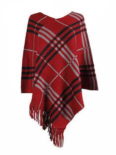 Haute Edition Women's Plaid Poncho with Fringe Spring Sweaters, Knit Poncho Sweater, Cape Tops, Plaid Poncho, Winter Plaid, Fringed Poncho, Diagonal Stripes, Costumes Ideas, Cold Weather Outfits