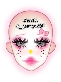 Gloomy Bear Makeup, Hello Kitty Eye Makeup, Makeup Template Face, Hello Kitty Halloween Makeup, Crazy Makeup Looks Creative, Crazy Makeup Ideas, Professional Eye Makeup, Cute Clown Makeup, Shower Makeup