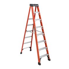 a red ladder with white steps on it