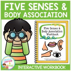 the five senses and body association workbook is shown with an image of a boy looking through