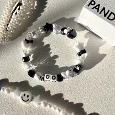 are you obsessed with cows? then you need this moo bracelet! 🐄  details ❥ approximately 6.5 inches & super stretchy 🐛 ❥ can be adjusted to your sizing :) 🌈 ❥ want this same design but want it to say something else? i can do that 🤍 White Beaded Kpop Bracelets, White Kawaii Beaded Bracelets For Friendship, White Beaded Bracelets With Letter Beads Kpop Style, Kawaii White Bracelets For Gifts, White Kawaii Bracelets For Gift, White Kawaii Bracelet For Gift, Kpop Style White Jewelry With Letter Beads, White Kpop Beaded Bracelets With Letter Beads, White Kpop Style Jewelry With Letter Beads