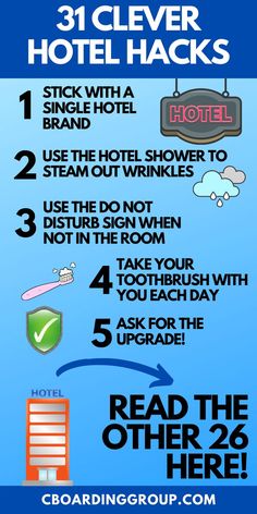 the info sheet shows how to use hotel hacks for hotels and other places in the world