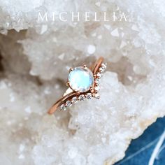 "Our current turnaround time for regular orders is 6-8 weeks. For urgent orders, please shop our Ready-to-Ship collection below (7-10 business days): https://michellia.com/collections/ready-to-ship (please copy and paste into browser) -------- 「Diane」- Moonwake Ring, in Rainbow Moonstone | R3002 Inspired by the quiet intimacy of nature and universe, we designed our Diane Moonwake ring to capture the moment when the moon's reflection on the water seem to follow the lovers who are taking romantic Celestial Moonstone Ring For Wedding, Celestial Moonstone Wedding Ring, Celestial Halo Moonstone Ring For Weddings, Celestial 14k Gold Moonstone Wedding Ring, Celestial Moonstone Halo Ring For Wedding, Celestial Style 14k Gold Moonstone Wedding Ring, Celestial Style Moonstone Wedding Ring In 14k Gold, Celestial Halo Moonstone Wedding Ring, White Moonstone Celestial Ring In 14k Gold