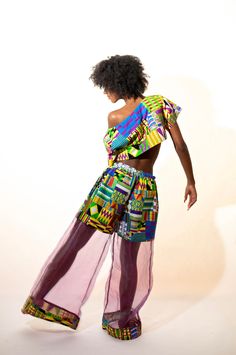 Purple Crop Top and Wide Leg Pants Set Chic Multicolor Wide Leg Sets, Crop Top And Pants Set, New York Top, Stylish Crop Top, One Of One, Purple Pants, Diy Fashion Clothing, Afro Punk, Wardrobe Outfits