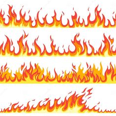 a set of fire flames with different shapes and colors on white background stock photo - 549