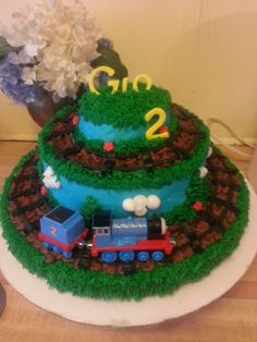 a birthday cake made to look like a train