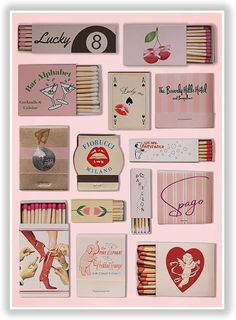 a pink box filled with lots of matches