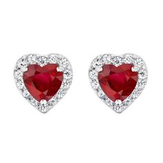 2.60 Ct Heart Cut Red Ruby With Diamond Pave Halo Stud Earring WG 14K | HarryChadEnt.com Gold Diamond Earrings Studs, Geode Earrings, Halo Earrings Studs, Ruby Diamond, Sterling Silver Heart, Stud Earring, Gold Earrings Studs, Diamond Earrings Studs, Diamond Studs