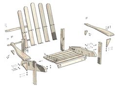 a wooden chair that is being constructed with wood pieces and screws on the back