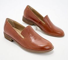 These leather loafers are sleek, sophisticated, and right on trend. Dress them up or down -- you'll love their versatility and classic design. From Earth Brands Footwear. Casual Leather Slip-resistant Loafers, Comfortable Leather Loafers With Slip-resistant Detail, Leather Slip-on Loafers With Arch Support, Comfortable Leather Slip-ons Medium Width, Brown Loafers With Rubber Sole, Medium Width, Leather Slip Ons, Leather Loafers, Classic Design, Leather Upper