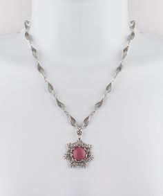 "Handmade 925 Sterling Silver Genuine Pink Rhodonite Gemstone Artisan Crafted Filigree Necklace 18\", 20\", 24\" Material: 925 Solid Sterling Silver Genuine Rhodonite Gemstone Dimensions: 15 mm, Round, Approximate Total Carat Weight: 10 Handmade Chain Necklace Length: Choice of 18 inches, 20 inches or 24 inches Approximate Necklace Weight: 18 inches: 19.5 grams, 20 inches: 20.8 grams, 24 inches: 23.4 grams Center Floral Piece Length: 1.20 inches, Width: 1.20 inches Clasp: Lobster claw Finishing: Handmade Antique Silver Jewelry As Gift, Handmade Antique Silver Jewelry Gift, Handmade Antique Silver Necklace For Gift, Traditional Silver Jewelry With Natural Stones, Traditional Oval Necklace As Gift, Bohemian Cabochon Jewelry For Formal Occasions, Artisan Antique Silver Round Jewelry, Artisan Round Filigree Jewelry, Formal Bohemian Jewelry With Cabochon