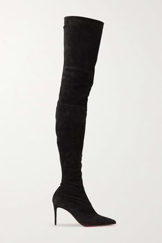 Christian Louboutin Thigh High Boots, Build Wardrobe, Louboutin Boots, Louboutin Kate, Black Thigh High Boots, Christian Louboutin Kate, Boot Pulls, Boots Suede, Christian Louboutin Women