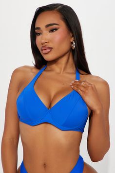 Available In Royal. Mix And Match Bikini Top Pair with any style from our Maui Mix and Match Swim Collection to complete the look! Separate Bikini Top Halter Support Full Stretch Final Sale Shell 82% Nylon 18% Spandex Lining 92% Polyester 8% Spandex Imported | Maui Mix And Match Halter Support Bikini Top in Royal size 2X by Fashion Nova Service Women, Top Halter, Royal Fashion, Matching Dresses, Mix N Match, Mix And Match, Maui, Halter Top, Womens Swimwear