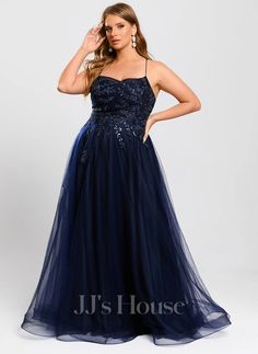 Prom Dresses Large Size, Midnight Blue Prom Dresses, Dress For Chubby, Night To Shine, Prom Dresses Plus Size, Tulle Prom Dresses, Blue Prom Dresses, Prom Dress Plus Size, Tulle Prom Dress