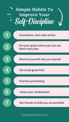 Self Discipline, Back To School Activities, Self Care Activities, Self Control, Good Habits, Self Motivation, Self Improvement Tips, Emotional Health, Self Development