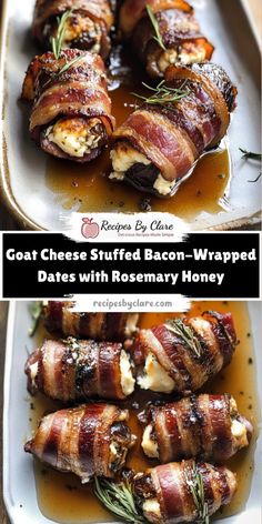 bacon wrapped dates with rosemary honey