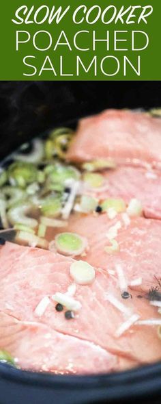 slow cooker poached salmon with onions and celery