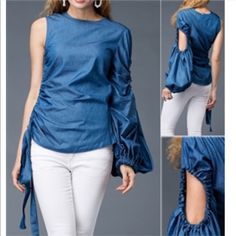 New York Denim Top Denim Blue Top For Spring, Stretch Denim Blue Top For Spring, Chic Spring Denim Tops, Blue Denim Top For Fall Day Out, Chic Stretch Denim Top, Chic Blue Denim Top, Chic Dark Wash Stretch Top, Chic Blue Stretch Denim Top, Chic Stretch Blue Denim Top