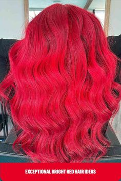 Bright Red Hair Dye for women with long wavy hair Bright Red Hairstyles, Red Hair Dye For Dark Hair, Hair Dye For Dark Hair, Dye For Dark Hair, Dark Red Hair Dye, Blonde Strands, Red Hair Colour, Deep Red Hair Color