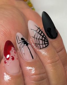 halloween nails halloween aesthetic halloween nails 2022 ideas for nails art nails arts and crafts nail art designs nails acrylic nail art ideas nail care nail polish colors nail health nail trends nail fashion nail shop nail beauty nail manicure nail accessories nail art tutorial nails 2023 trends nails classy nail shapes nail art decoration nails art simple nails art easy nail hacks nails art fun nails art winter nail art trendy nails art sprin Spooky Nail Art Almond, Short Spooky Nails Gel, Iv Gel Nails, Elegant Spooky Nails, Spooky Nail Ideas Short, Halloween Nails Short Stiletto, Halloween Nail Inspo Short Nails, Short Blood Nails, Hand Painted Halloween Nails