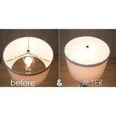 before and after photos of a lamp turned on