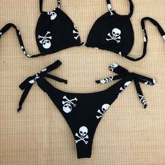 Handmade Swimsuit, Night Wear Dress, Skull And Cross Bones, Cross Bones, Heart Clothes, Vibe Clothes, Swimsuits High Waisted