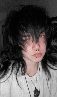 Alt Shaggy Hair, Grunge Long Haircut, Masculine Shag Hair, Long Masc Haircuts, Hairstyles Masc, Masc Hairstyles, Emo Boy Hair, Transition Goals, Androgynous Hair