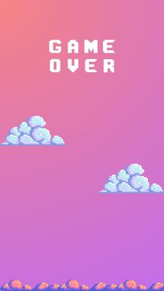 an old school video game with clouds and the words game over written in white letters