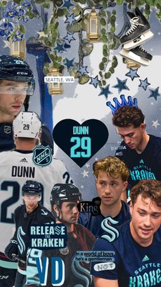 collage of hockey players with their names and numbers on them, including the number 29