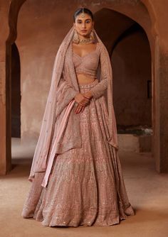 Nitika Gujral-Rose Pink Net Lehenga Choli Set-INDIASPOPUP.COM Pink Net Lehenga Choli, Pink Net Lehenga, Pink Bridal Lehenga, Dori Embroidery, Net Lehenga Choli, Cancan Lehenga, Sheer Dupatta, Gold Lehenga, Crystal Embroidery