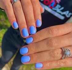 Short Bright Gel Nails, Vacation Nails Natural Nail, Very Short Dip Nails, Blue Squoval Nails, Solid Colors Nails, Extra Short Gel Nails, Royal Blue Dip Nails, Summer Nails Natural Nail, Square Dip Nails Summer