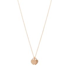 This is an authentic TIFFANY 18K Rose Gold Mini Return to Tiffany Double Heart Tag Pendant Necklace. The necklace is crafted of 18 karat rose gold and features two miniature heart tag motifs, one engraved with the "Return to Tiffany" phrase. Return To Tiffany, Heart Tag, Double Heart, 18k Rose Gold, Rose Gold, Pendant Necklace, Tags, Pendant, Gold