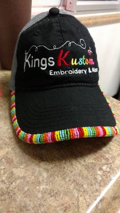 Customized Black Adjustable Hat, Casual Beaded Cap, Casual Beaded Cap Hat, Handmade Multicolor Snapback Hat, Customizable Multicolor Trucker Hat, Customizable Multicolor Snapback Baseball Cap, Casual Multicolor Customizable Hats, Customizable Multicolor Baseball Cap, Casual Adjustable Customized Hats