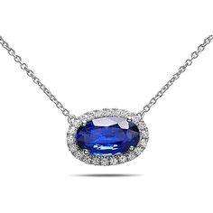 Roman & Jules 18K White Gold East West Oval Sapphire and Diamond Pendant Necklace Edition Oval Jewelry, White Gold Chains, Tennis Necklace, Precious Gems, Diamond Pendant Necklace, East West, Contemporary Jewelry, Metal Necklaces, Round Cut Diamond