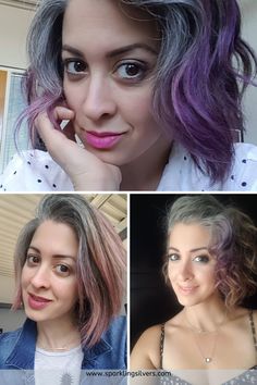 Purple Shampoo For Gray Hair, Overtone Purple On Brown Hair, Subtle Violet Hair, Grey Semi Permanent Hair Dye, Purple Shampoo Before And After, Shorthair Hairstyles