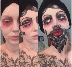 X Bearded Lady Makeup, Bearded Lady Costume, Circus Makeup, Jumbo Pencil, Monster Makeup, Halloween Circus, Creepy Halloween Makeup, Horror Makeup, Theatrical Makeup