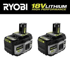 two black and white batteries with the words, 18v lithium high performance on them