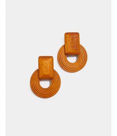 Folly Wood Earring in Terracotta Wood Earring, Amber Resin, Resin Bangles, Clay Craft, Wood Earrings, Jewelry Inspo, Clay Crafts, Post Earrings, Jewelry Inspiration