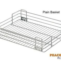 a white metal basket with the words plain basket below it and an image of a rack for