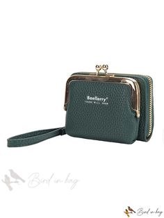 Bird in Bag - Womens Zip-Around Credit Card Holder Wallet Trendy Coin Purse With Card Slots For Daily Use, Trendy Coin Purse With Card Slots, Trendy Green Wallets With Cell Phone Pocket, Green Trendy Wallet With Cell Phone Pocket, Trendy Green Coin Purse For Daily Use, Trendy Green Wallets For Everyday Use, Trendy Green Wallet With Removable Pouch, Dark Green Pattern, Credit Card Holder Wallet