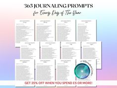 365 Monthly Journal Prompts designed to inspire reflection and personal growth throughout the year, organized into 12 monthly themes. These monthly journal prompts are INSTANTLY DOWNLOADABLE. Use them to deepen self-awareness, cultivate mindfulness, and explore various aspects of your life, encouraging transformative insights as you navigate each month with intention and purpose! ✍️ Explore Our Collection of Journal Prompts to Guide Your Journey: https://www.etsy.com/uk/shop/AffirmationCentre?se 365 Journal Prompts, Monthly Journal Prompts, Monthly Journal, Monthly Themes, Days Of The Year, Self Awareness, Journal Prompts, Check In, Personal Growth