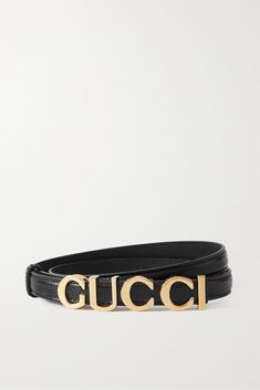 Threaded with gold-tone letters spelling out the label's moniker, Gucci's belt is a great gift for fans of the Italian house. It's made from soft leather and has a slim shape. White Belts, Italian House, White Belt, Gucci Accessories, Gucci Belt, Black Belt, Net A Porter, Women Collection, Leather Belt